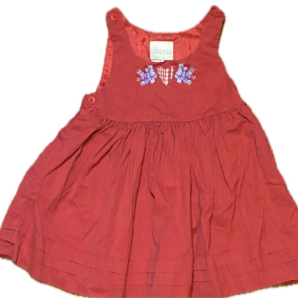 Vintage Laura Ashley Toddler Red Embroidered Sun Dress SZ.12 Months